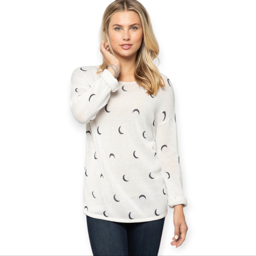 Nic + Zoe Over the Moon Pullover Sweater Women's Size Large White